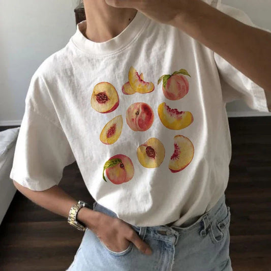 Vintage Peaches Printed Graphic Tees